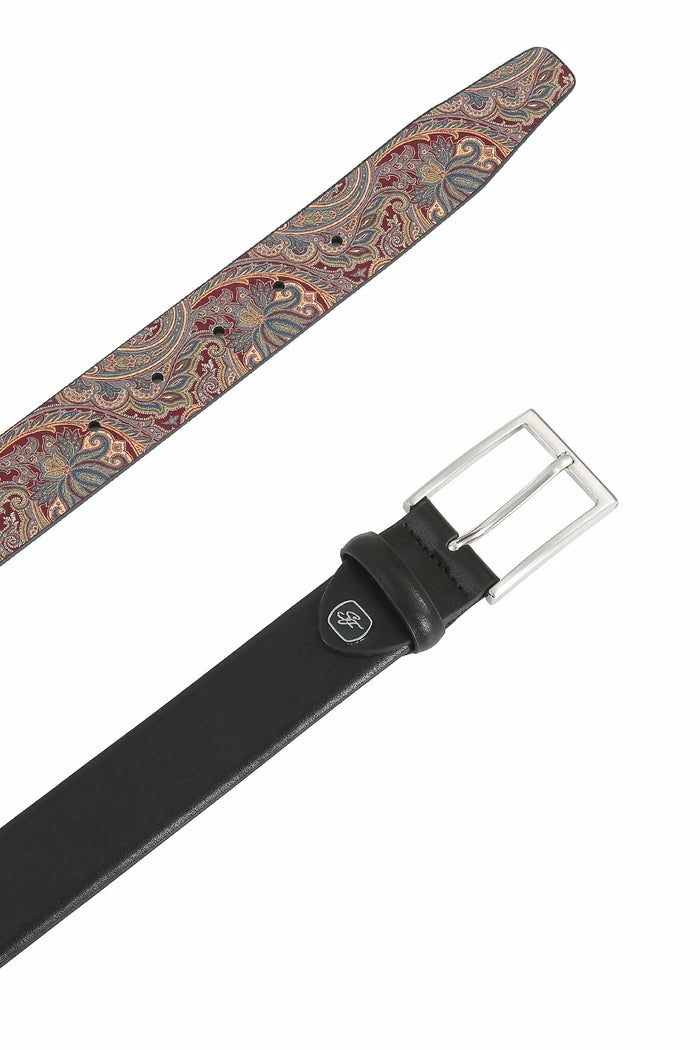 Ledergürtel Herren 3,5 cm – mit Paisley-Rückseite