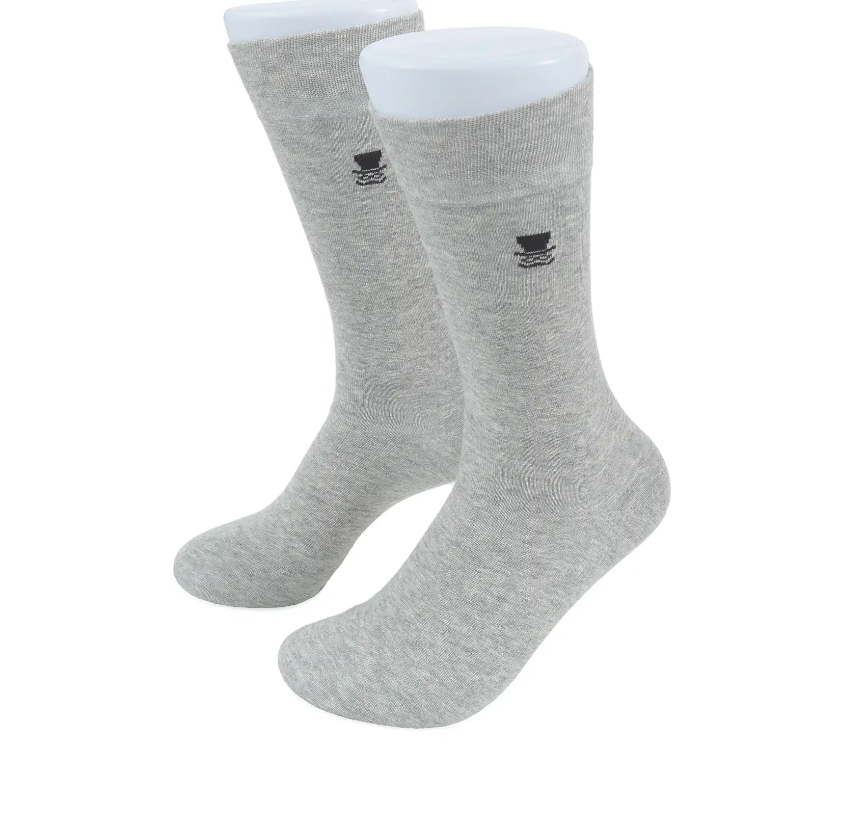 (Hellgrau) Herren Socken Uni Baumwolle mit Prince Bowtie Logo – Trageansicht
