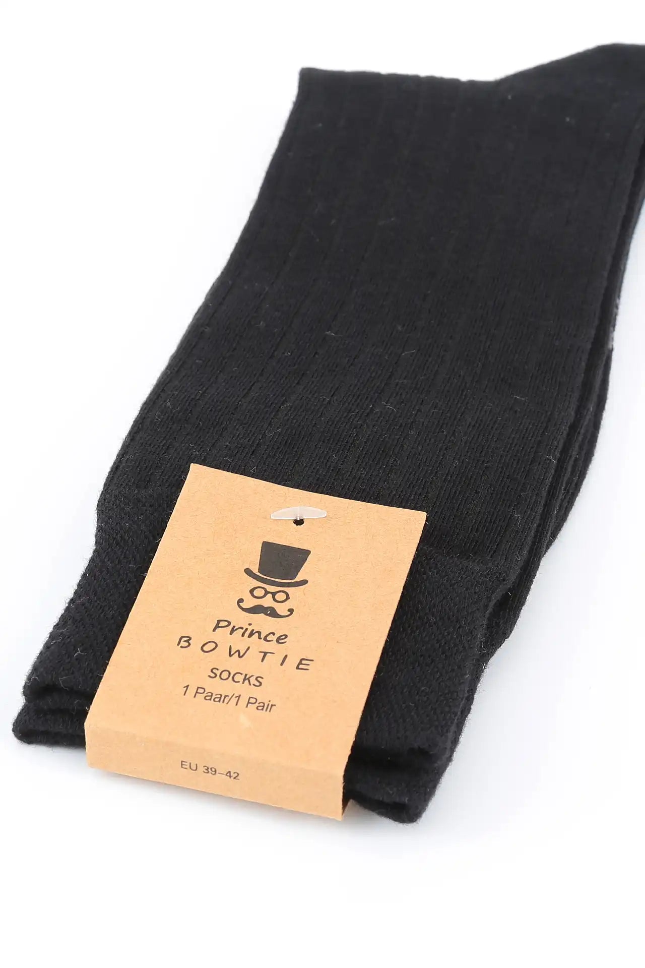 (Schwarz) Herren Socken Rippstruktur mit Prince Bowtie Etikett – Verpackung