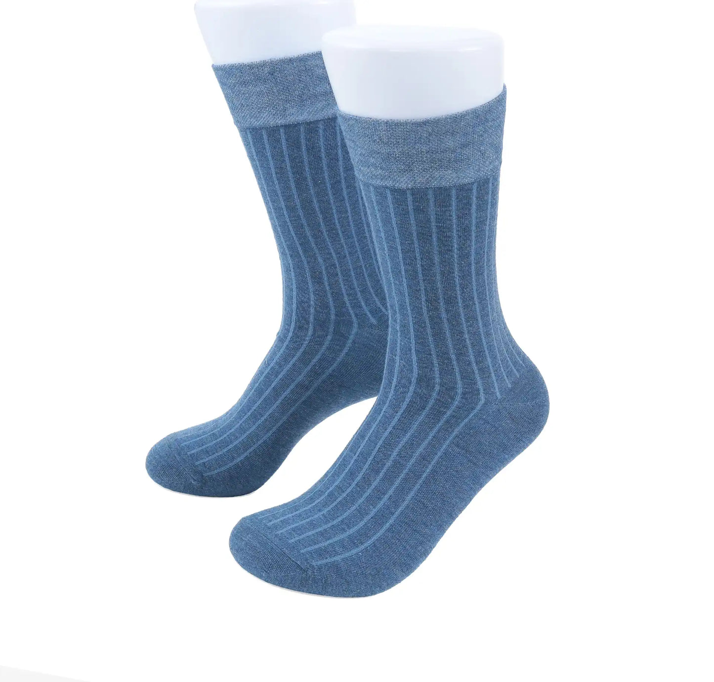 (Hellblau) Herren Socken Rippstruktur Baumwolle – Trageansicht