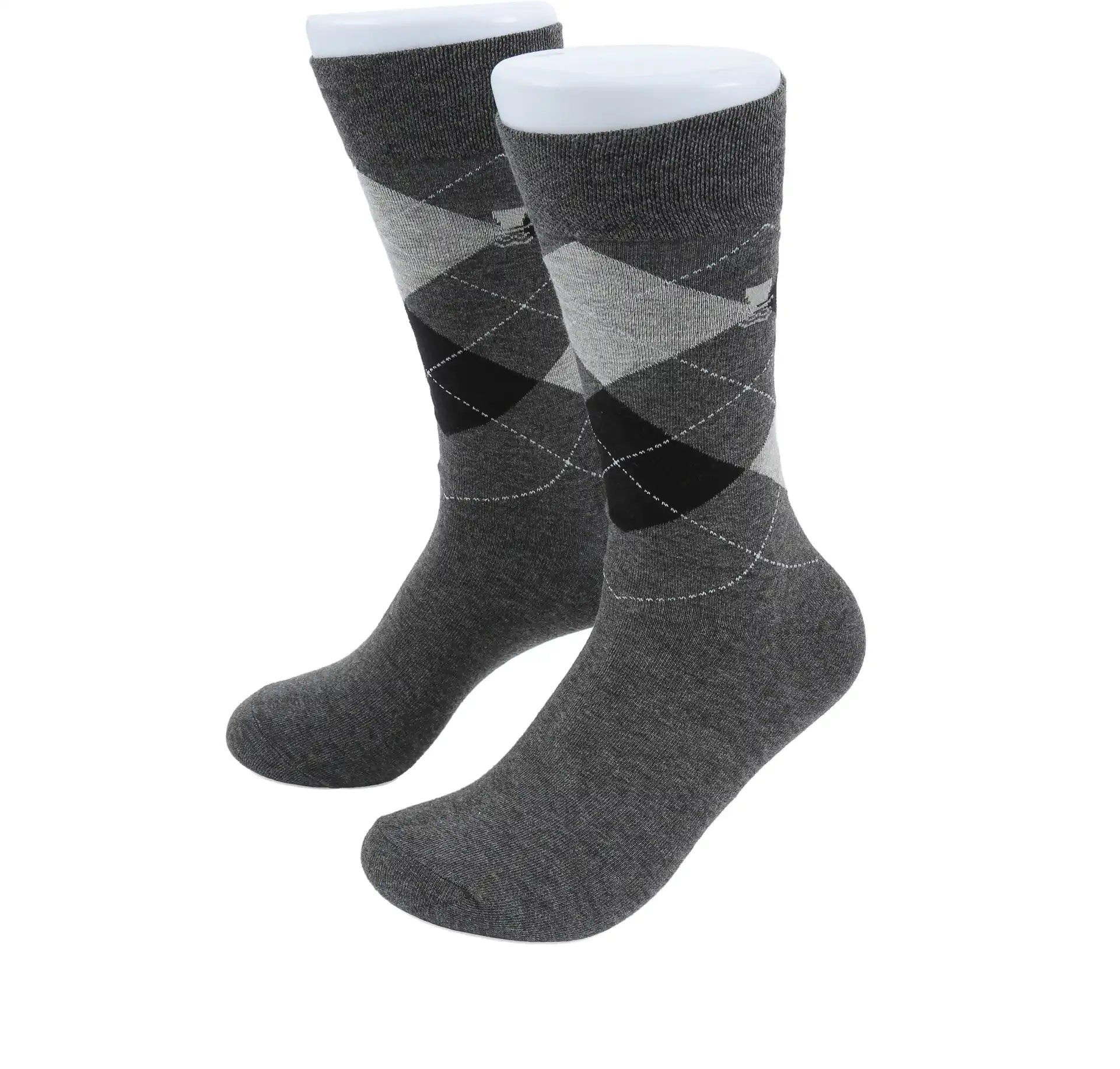 (Anthrazit) Herren Socken Argyle-Muster Baumwolle – Trageansicht