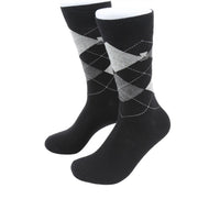 (Schwarz) Herren Socken Argyle-Muster Baumwolle – Trageansicht