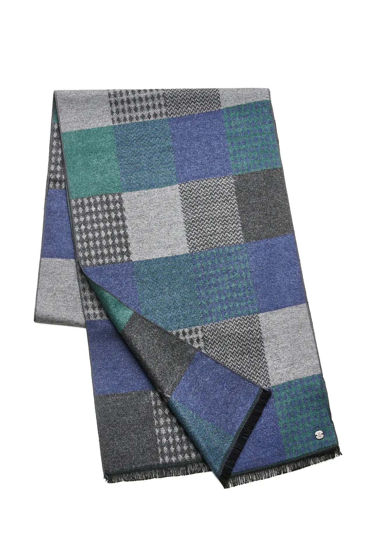 (Grün) Schal Herren Bambus Patchwork nachhaltig – gefaltet
