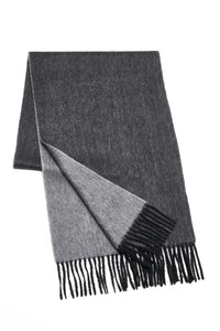 (Anthrazit) Kaschmirschal Herren Uni 100% Cashmere – gefaltet mit Fransen