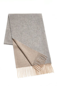 (Braun) Kaschmirschal Herren Uni 100% Cashmere – gefaltet mit Fransen
