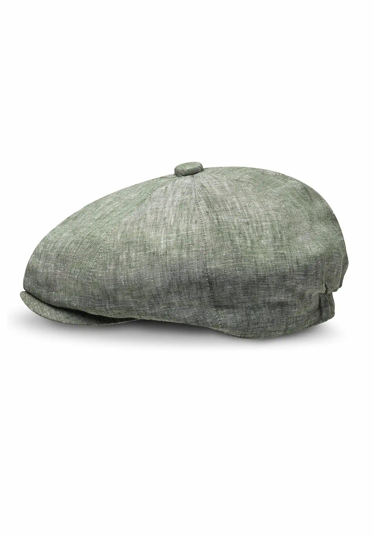 (Mint) Newsboy Cap Herren aus Leinen – Ballonmütze Detailansicht