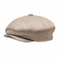 (Beige) Leinen-Ballonmütze Herren – Newsboy Cap Seitenansicht