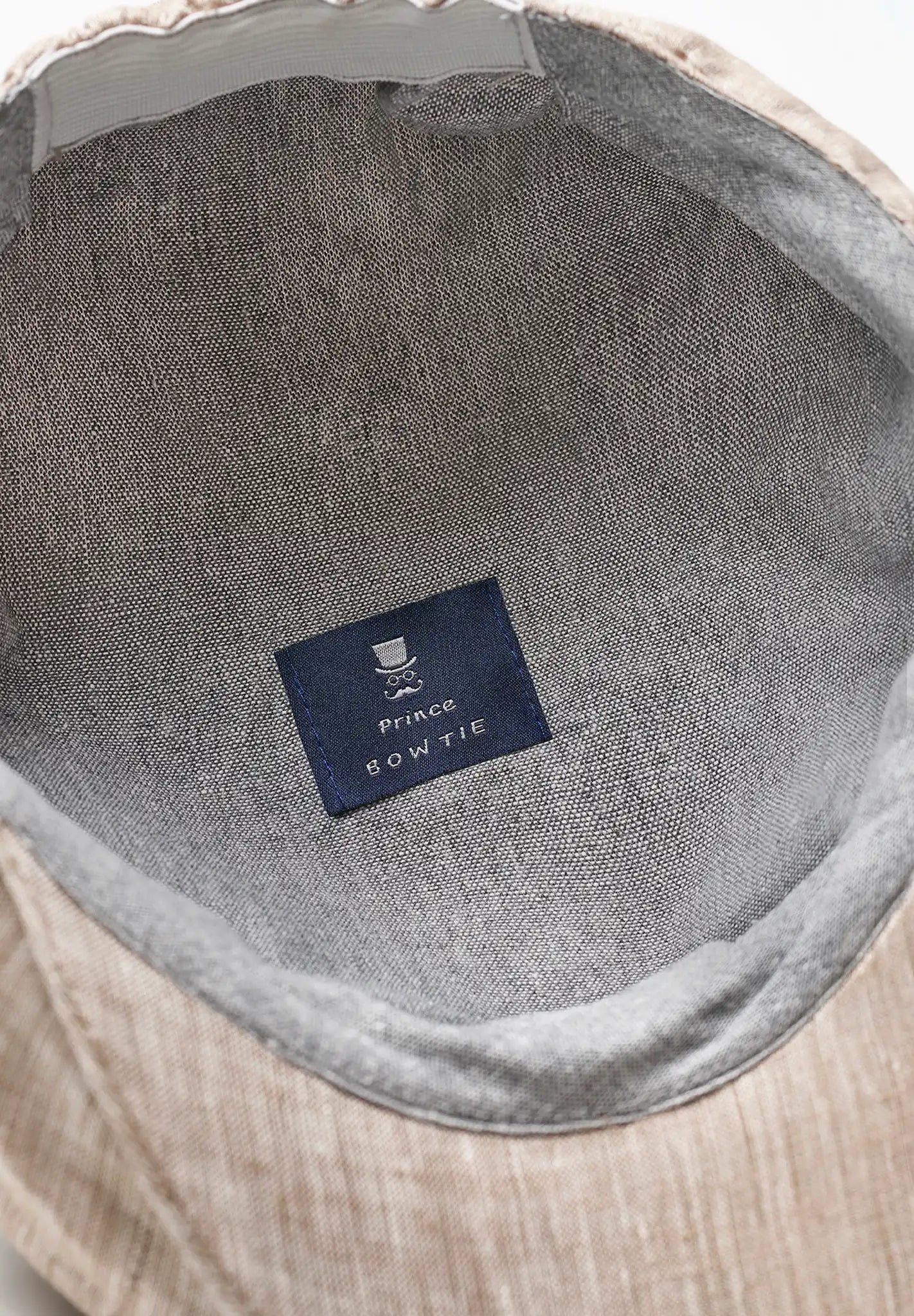 (Beige) Leinen-Ballonmütze Innenfutter Baumwolle – Prince Bowtie Label