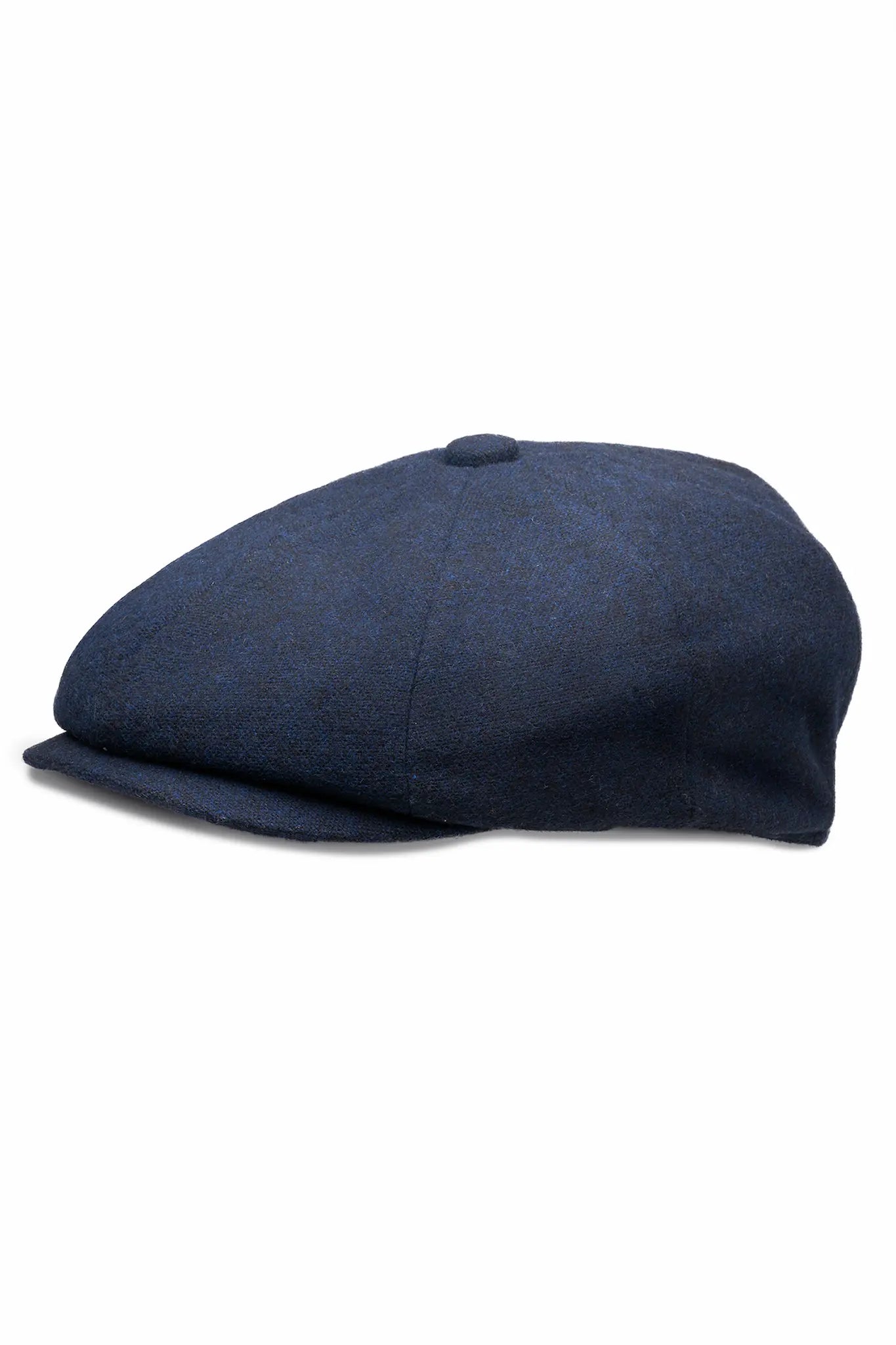 (Dunkelblau) Ballonmütze Tweed Newsboy Cap – Detailansicht schräg