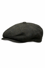 (Dunkelgrün) Ballonmütze Tweed Newsboy Cap – Detailansicht schräg