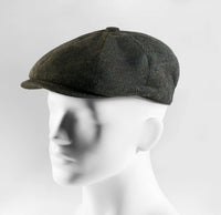 (Dunkelgrün) Ballonmütze Herren Tweed Newsboy Cap – Seitenansicht auf Mannequin