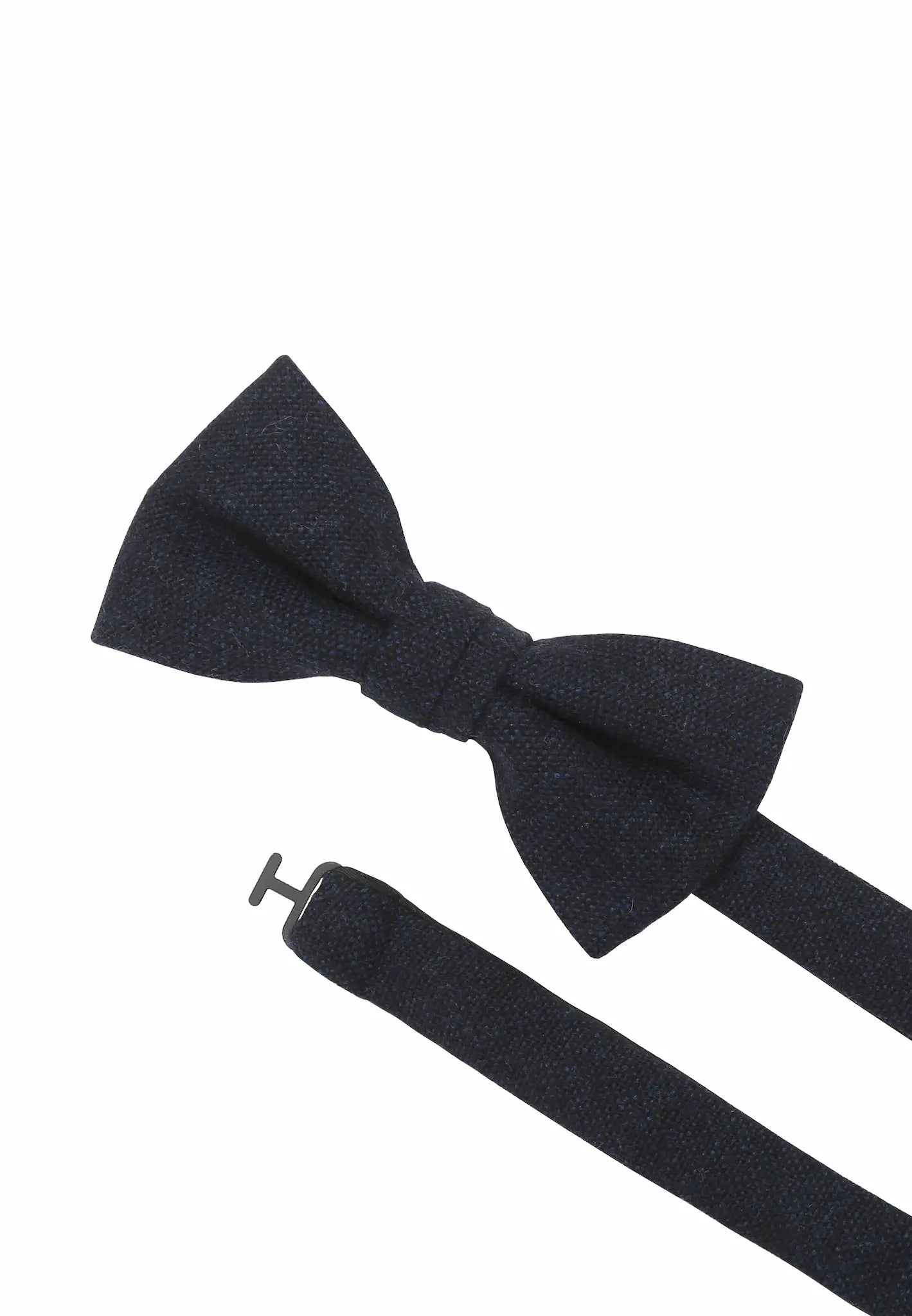 (Dunkelblau) Fliege Tweed – Detailansicht mit verstellbarem Größenband