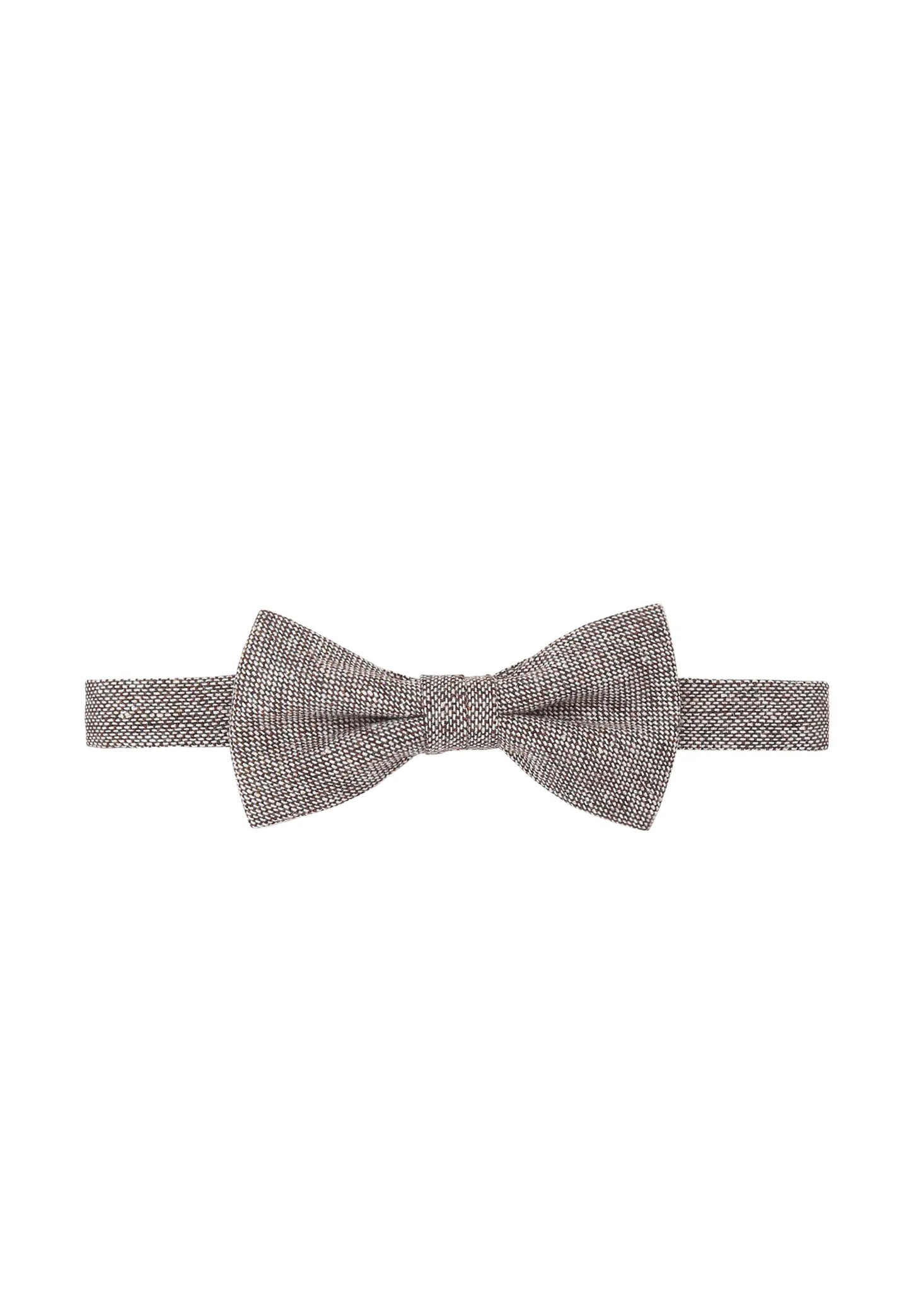 (Beige) Fliege Herren Tweed Wolle – Frontalansicht mit Größenband