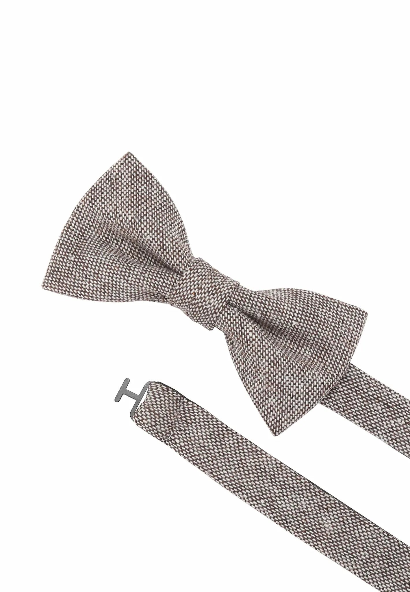 (Beige) Fliege Tweed – Detailansicht mit verstellbarem Größenband
