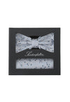 (Hellblau) Seidenfalter Fliege-Einstecktuch Set in Geschenkbox, florales Muster