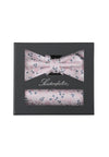(Rosa) Seidenfalter Fliege-Einstecktuch Set in Geschenkbox, florales Muster