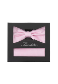 (Rosa) Fliege und Einstecktuch Set aus Seide in Geschenkbox, Feinstruktur