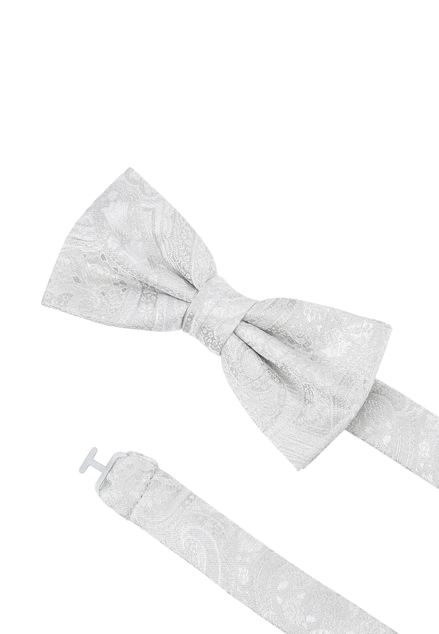 (Champagner) Fliege Hochzeit Paisley Seide – Detailansicht mit verstellbarem Größenband