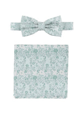(Mint) Fliege und Einstecktuch Set Hochzeit Floral – Fliege und Tuch ausgelegt