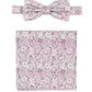(Rosa) Fliege und Einstecktuch Set Hochzeit Floral – Fliege und Tuch ausgelegt