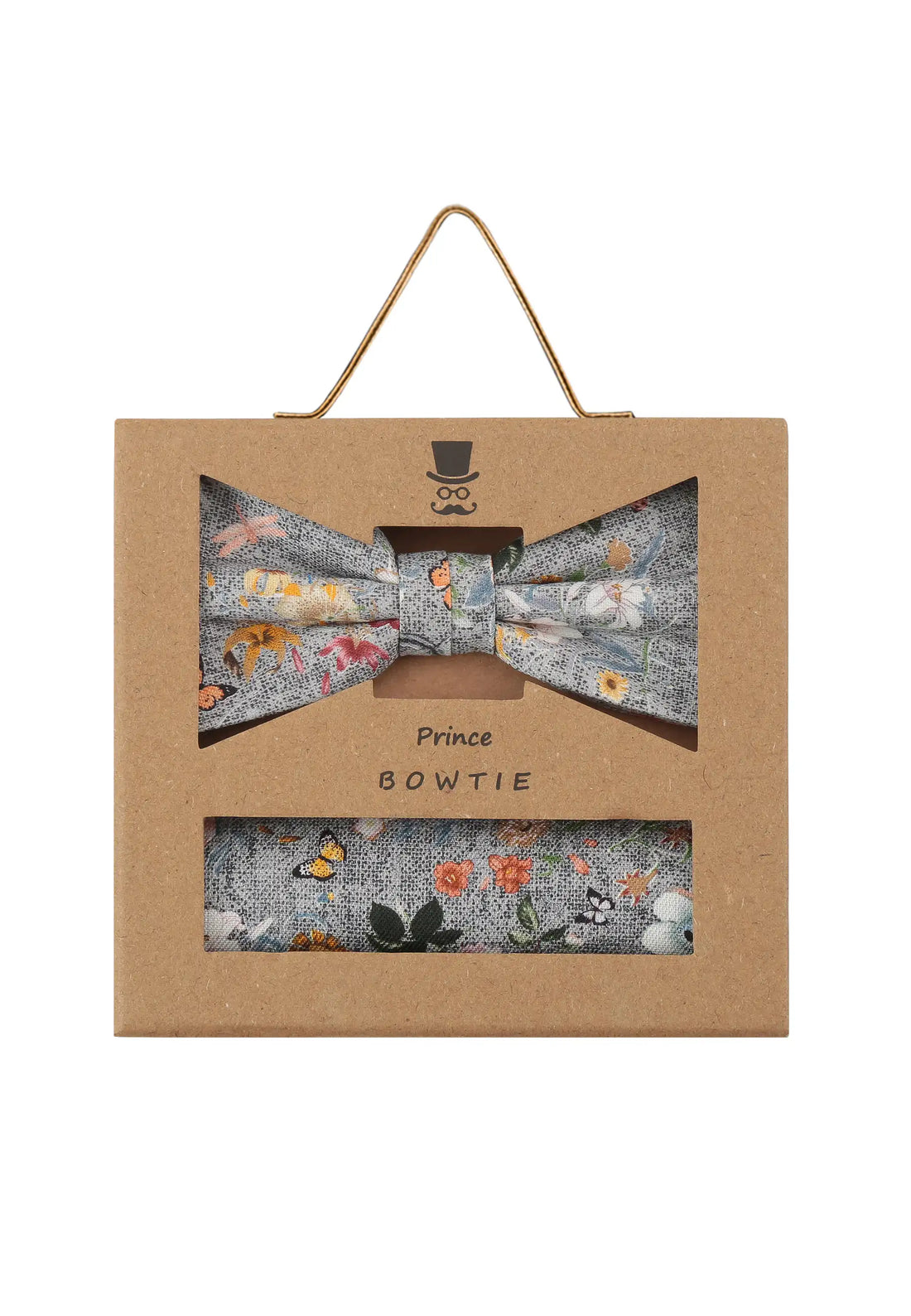(Grau) Fliege Einstecktuch Set Herren Blumenmuster – Geschenkverpackung