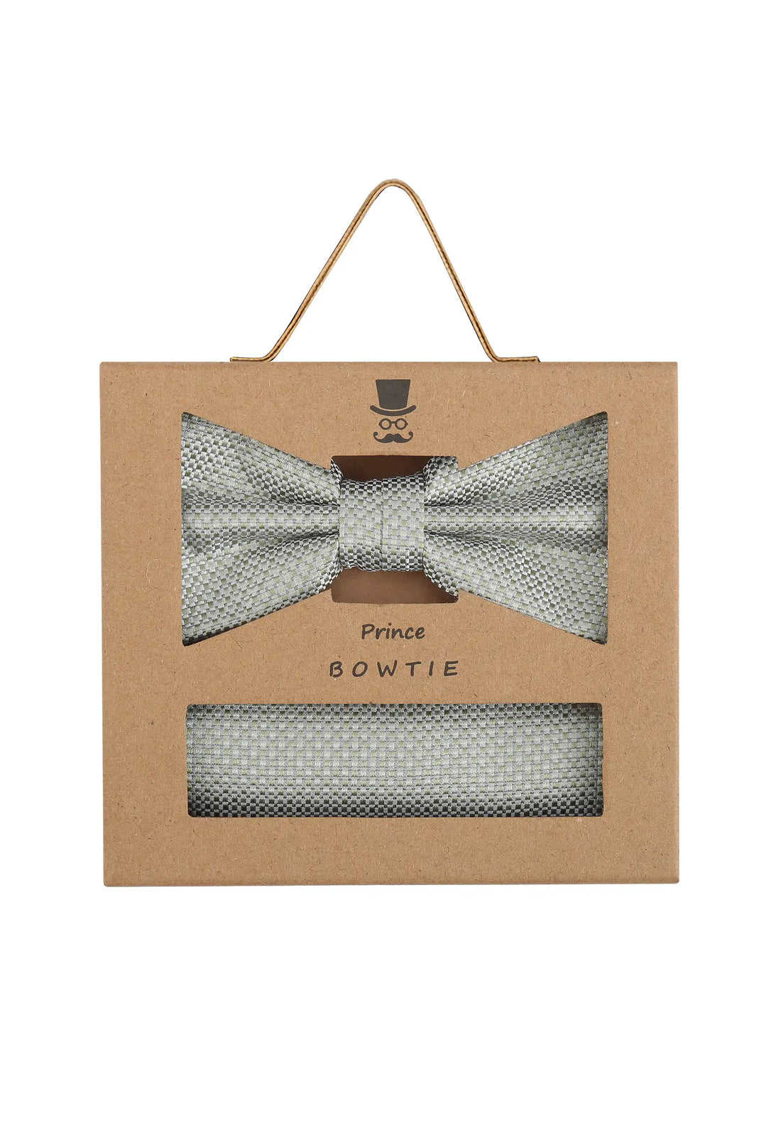 (Mint) Fliege Einstecktuch Set Herren Mikromuster Seide – Geschenkverpackung Prince Bowtie