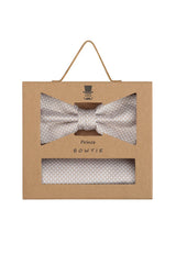 (Beige) Fliege Einstecktuch Set Herren Mikromuster Seide – Geschenkverpackung Prince Bowtie