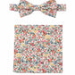 (Bunt) Fliege Einstecktuch Set Herren Blumenmuster Baumwolle – Gesamtansicht