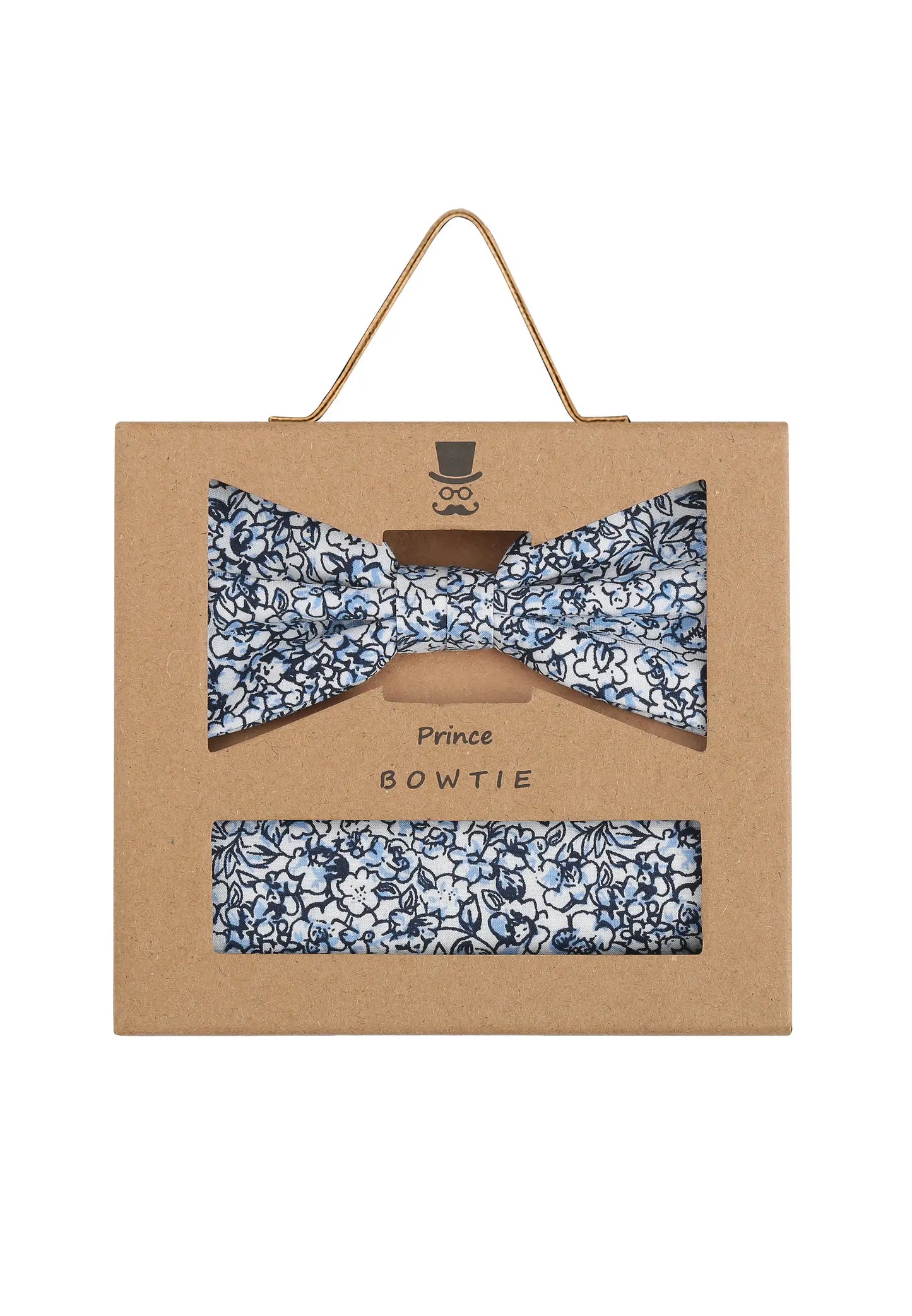 (Hellblau) Fliege Einstecktuch Set Blumenmuster – Geschenkverpackung Prince Bowtie