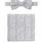 (Hellgrau) Fliege Einstecktuch Set Herren Paisley Seide – Gesamtansicht