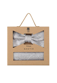 (Beige) Fliege Einstecktuch Set Paisley Seide – Geschenkverpackung Prince Bowtie