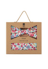 (Koralle) Fliege Einstecktuch Set Blumenmuster Baumwolle – Geschenkverpackung Prince Bowtie