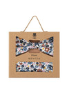 (Dunkelblau) Fliege Einstecktuch Set Blumenmuster Baumwolle – Geschenkverpackung Prince Bowtie