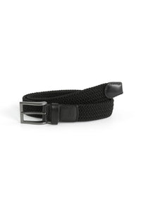 (Schwarz) Flechtbandgürtel Herren elastisch – geflochtener Stretchgürtel aufgerollt