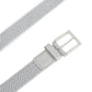 (Hellgrau) Elastischer Flechtgürtel 3,5 cm – Schnalle und Lederspitze Detailansicht
