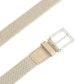 (Beige) Elastischer Flechtgürtel 3,5 cm – Schnalle und Lederspitze Detailansicht