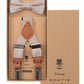 (Beige) Kids Hosenträger Set mit Fliege Leinen – Geschenkbox Prince Bowtie