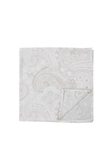 (Beige) Einstecktuch Hochzeit Paisley Seide – Detailansicht mit Ecke umgeschlagen
