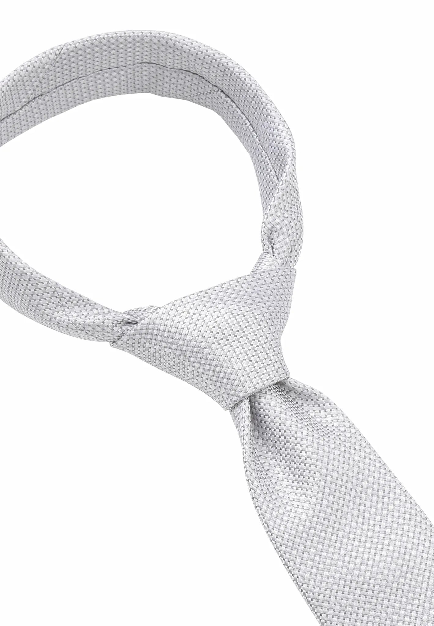 (Silber) Krawatte Mikromuster Seide – Knotendetail