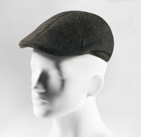 (Dunkelgrün) Schiebermütze Herren Tweed Flat Cap – Seitenansicht auf Mannequin