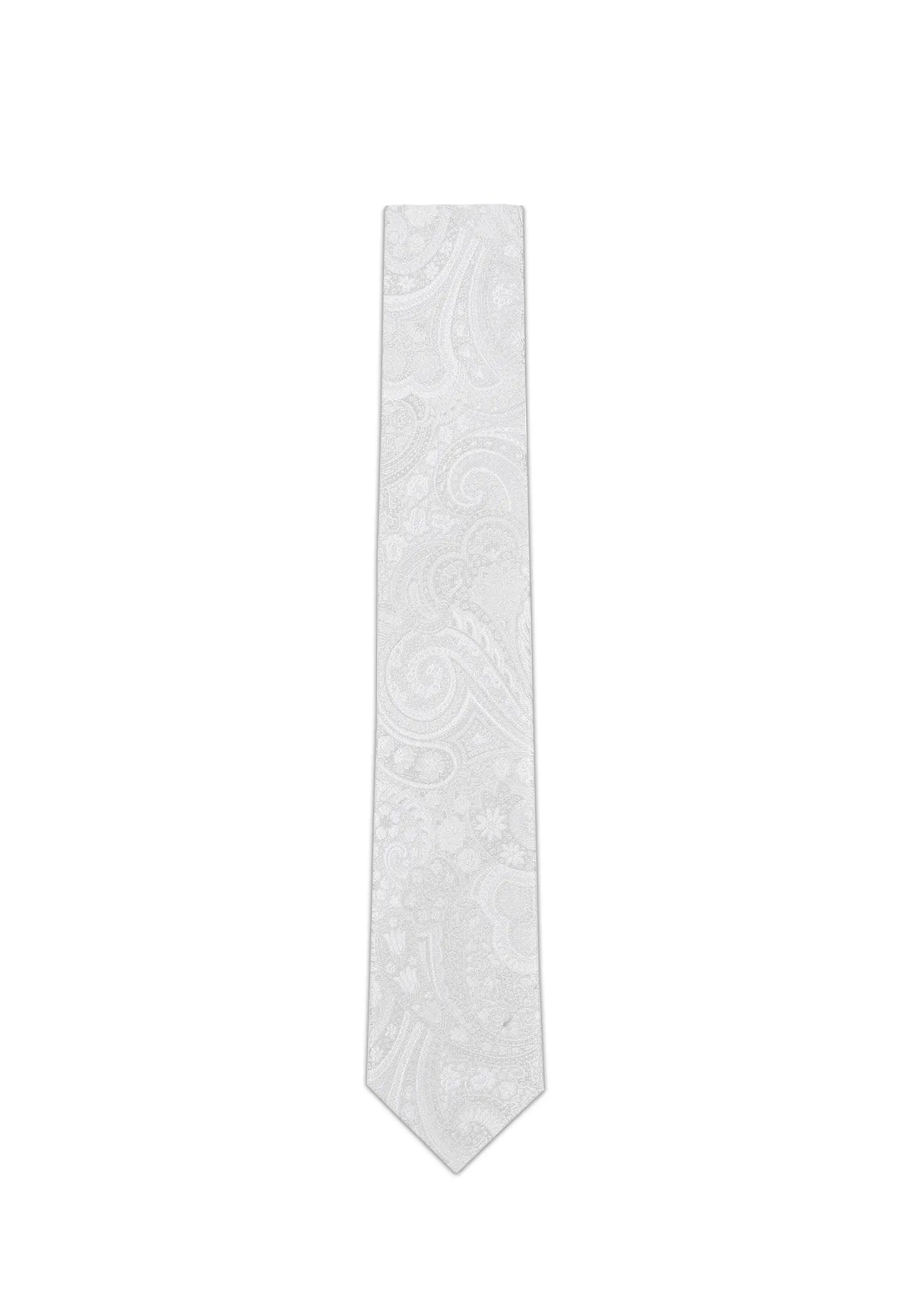 (Champagner) Krawatte Hochzeit Paisley Seide – Frontalansicht gerade ausgelegt