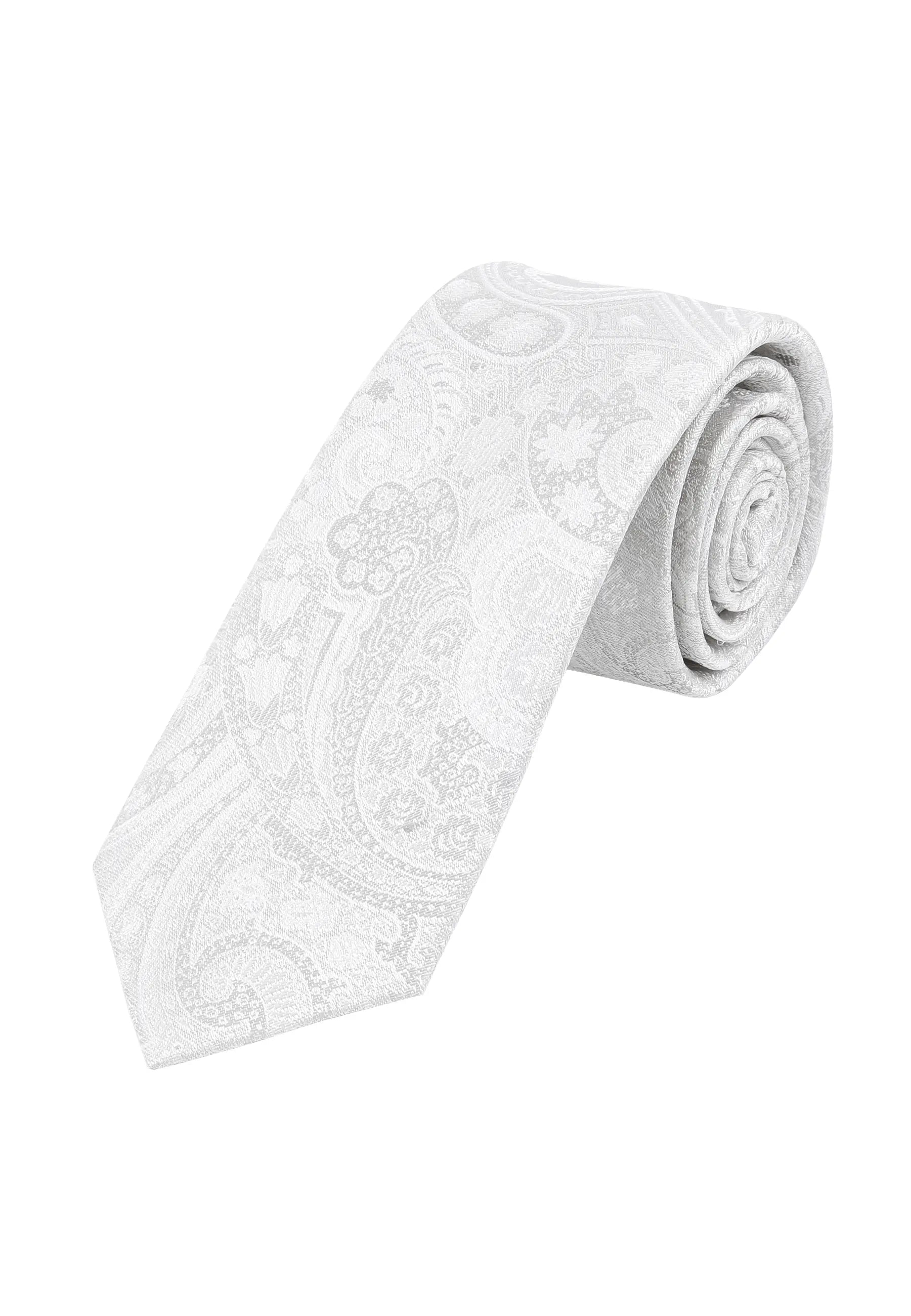 (Champagner) Hochzeitskrawatte Herren Paisley Seide – gerollt Gesamtansicht