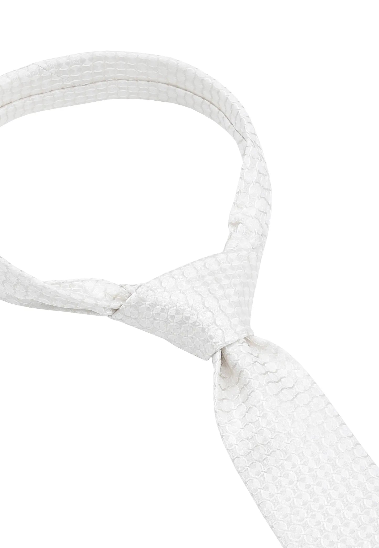 (Champagner) Hochzeitskrawatte Kreise – Detailansicht gebundener Knoten