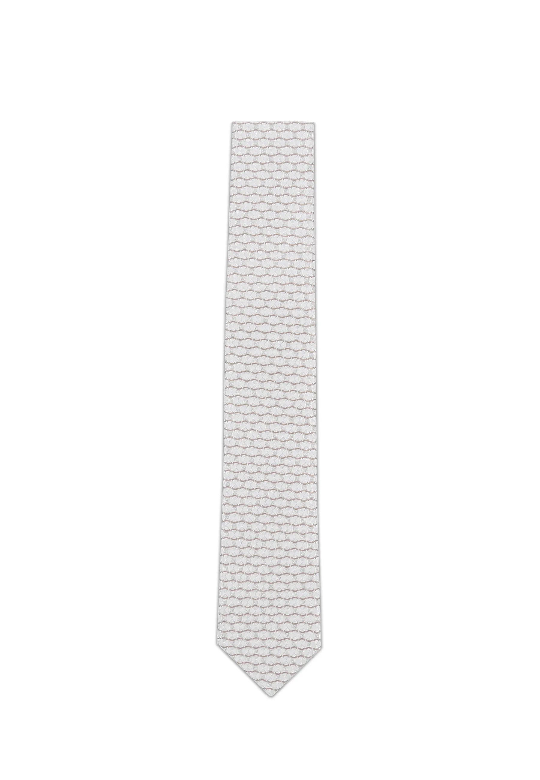(Beige) Krawatte Hochzeit Kreise Seide – Frontalansicht gerade ausgelegt