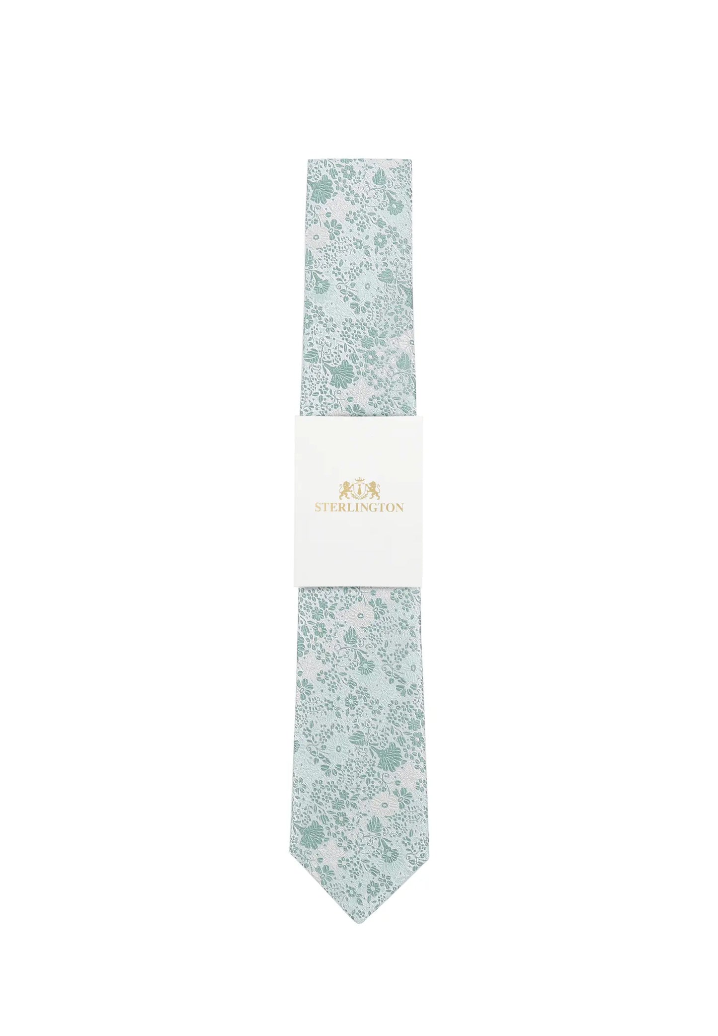 (Mint) Hochzeitskrawatte Sterlington Floral – mit Banderole Gesamtansicht
