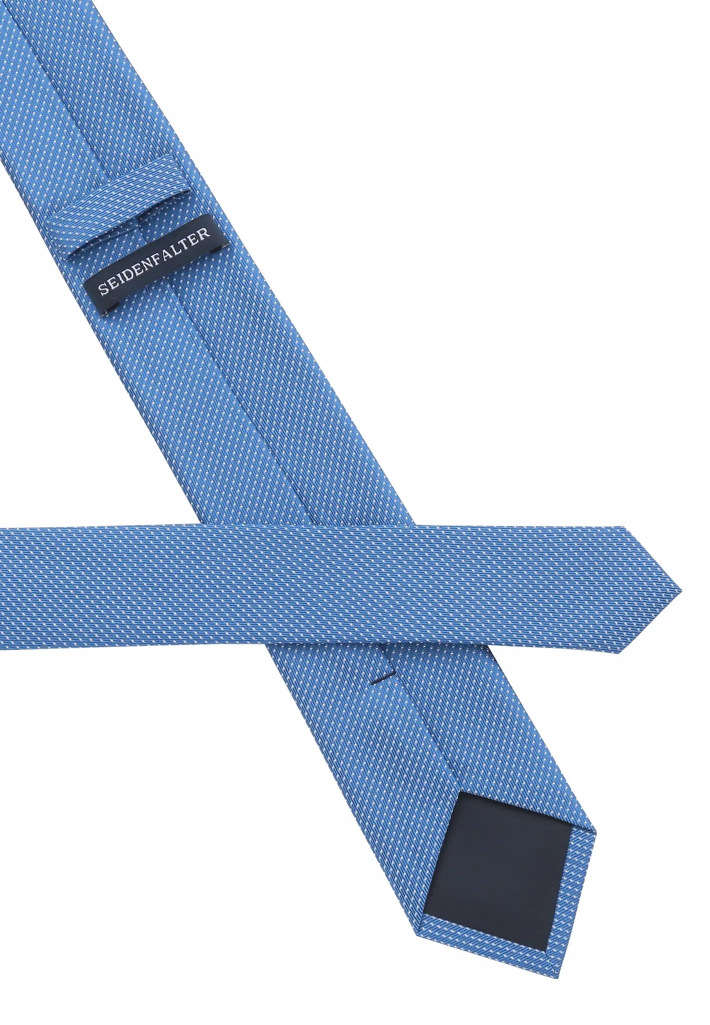 (Blau) Picoté Krawatte Herren 100% Seide 6cm Rückseite Detail