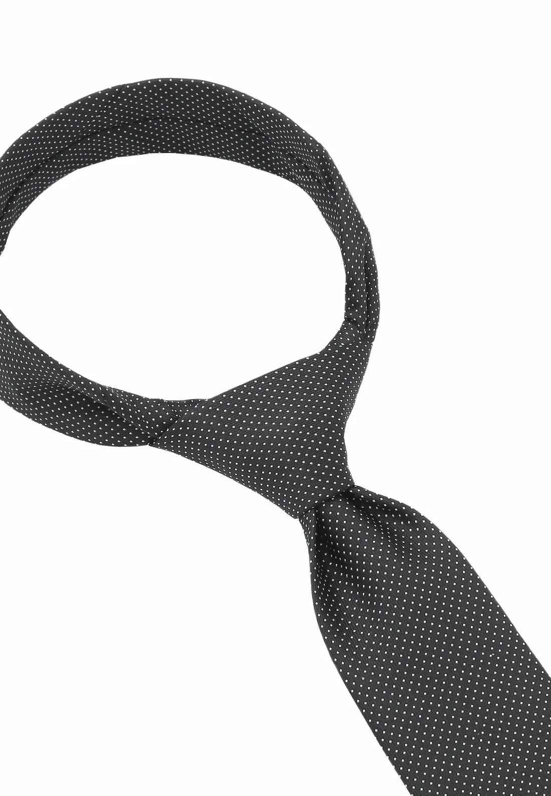 (Schwarz) Picoté Krawatte Herren 100% Seide 6cm gebundenes Detail