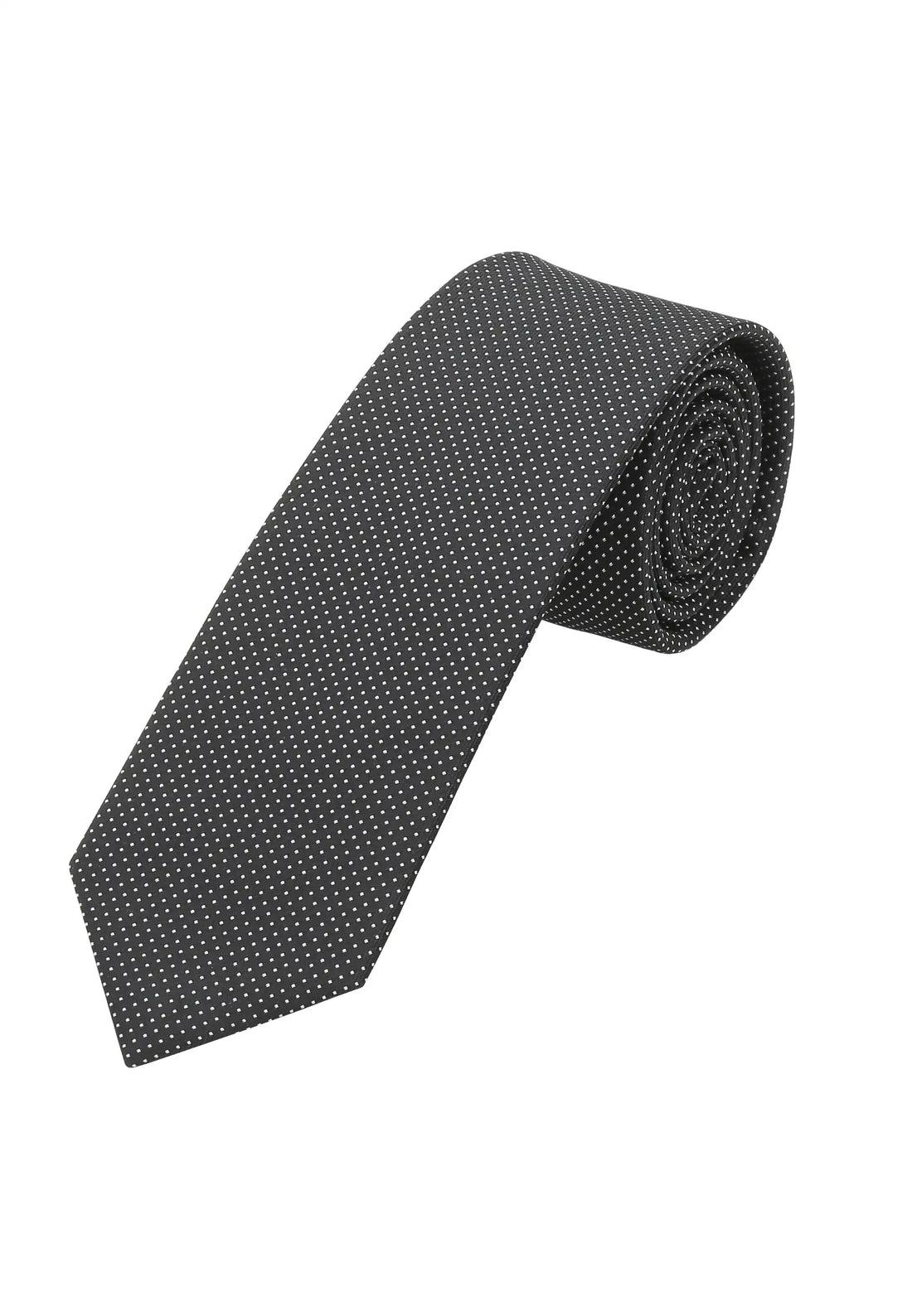 (Schwarz) Picoté Krawatte Herren 100% Seide 6cm aufgerollt