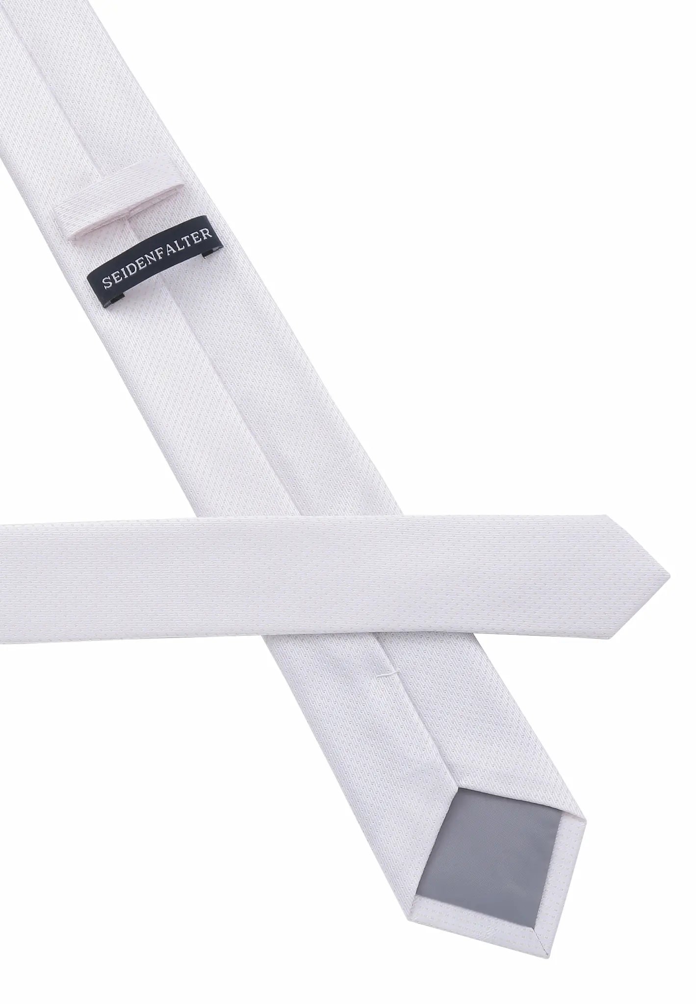 (Weiß) Picoté Krawatte Herren 100% Seide 6cm Rückseite Detail