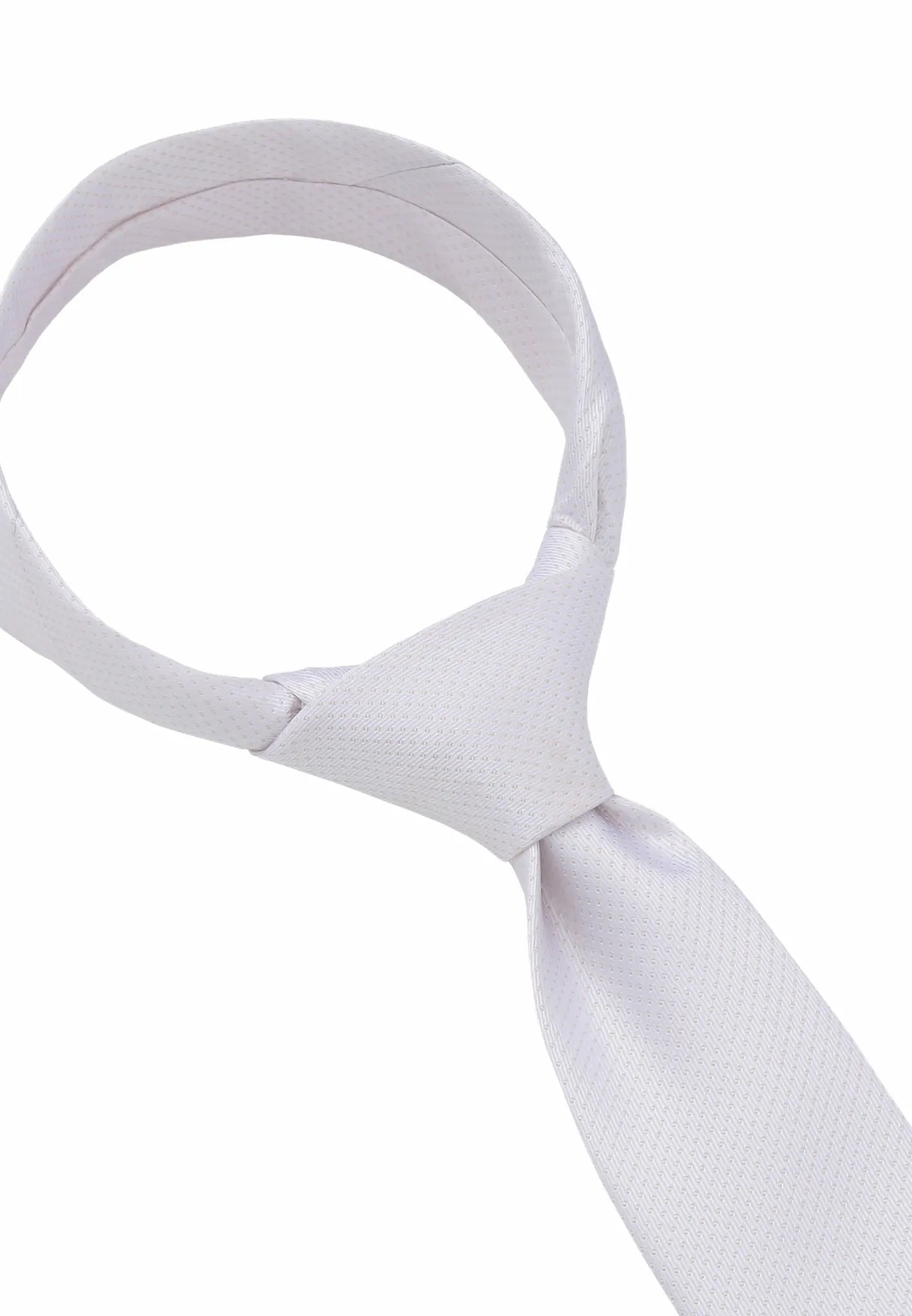 (Weiß) Picoté Krawatte Herren 100% Seide 6cm gebundenes Detail